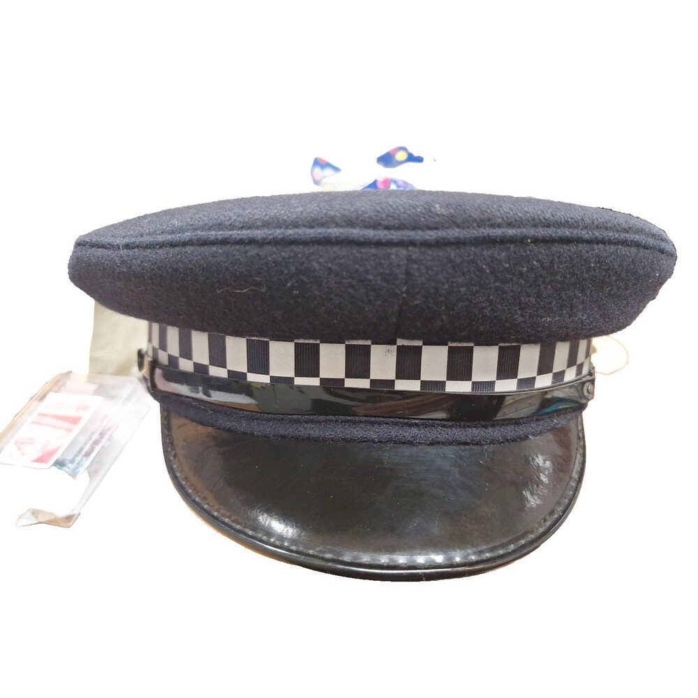 British Police officer peak Cap / Hat ( Black Wool Top) 57cm‎